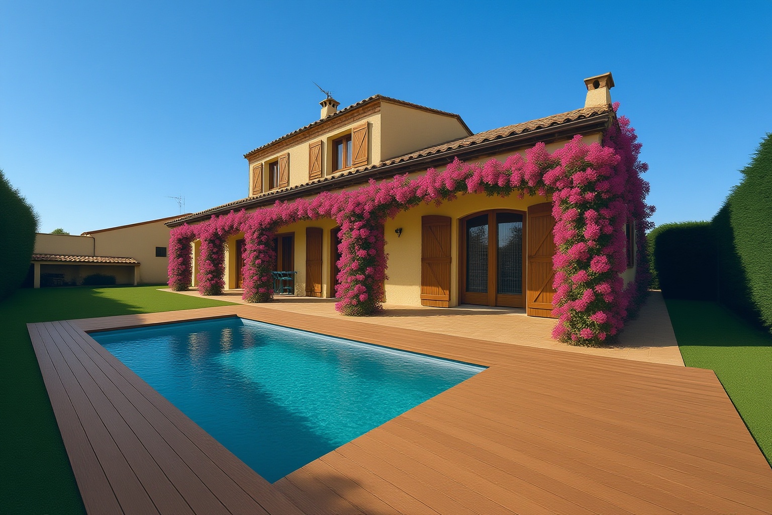 Simulation piscine et terrasse